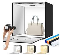 ZKEEZM Photo Studio Light Box 60x60cm Portable Foldable Photography Light Tent with Adjustable Brightness, Dimmable Photo Booth Shooting with 3000-6500K Bi-Colour 240LED Lights and 7 Colors Backdrops