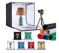 ZKEEZM Photo Studio Light Box 60x60cm Portable Foldable Photography Light Tent with Adjustable Brightness, Dimmable Photo Booth Shooting with 3000-6500K Bi-Colour 240LED Lights and 7 Colors Backdrops