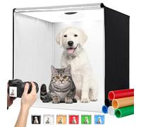 ZKEEZM Photo Studio Light Box Photography 32"x32" with 100 LED and 6 Colors Backdrops Photo Box with Lights, Foldable Picture Box for Product Photography with 6500K Brightness