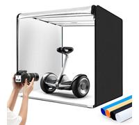 ZKEEZM - Portable Photo Studio Light Box, 39 x 39 Inch 210 LED, Large Light Box with 3 Stepless Dimming Light Panels, 4 Color Backdrops for Product Photography