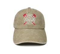 ZKFE Embroidered Baseball Hats, Adjustable Cotton Cap Gift for Men Women, Firefighter (Washed Khaki), One size
