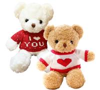 ZKFSIE 2 Pcs Teddy Bear, I Love You Teddy Bear, Brown and White Cute Soft Stuffed Animals for Valentines Gifts, Valentine's Day Girlfriends Boyfriends Girls Boys Kids Couple