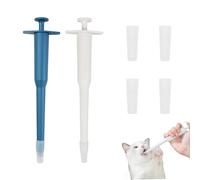 ZKFSIE 2PCS Pet Pill Plunger Popper, Cat Tablet Dispenser for Dogs Cats Birds, Side Grip Pet Pill Dispenser with Soft Silicone Tip, Reusable Pill Popper for Small Animals, White and Blue