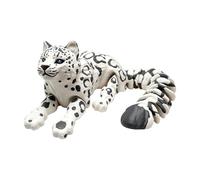 ZKFSIE 3D Printed Animals, Snow Leopard White Model, Desk Display Decoration for Adult Collectors, Wildlife Enthusiasts, Artistic Home Office Decor.