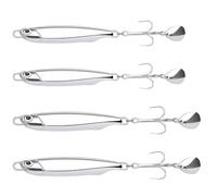 ZKFSIE 4 Pcs Fishing Lures, Mackerel & Bass Lures, Sea Fishing UK, Lakes & Rivers, Mackerel, Cod, Sea Bass, Treble Hooks, Casting Spinners, Metal Jigs