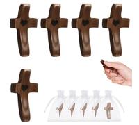 ZKFSIE 5 Pcs Wooden Crosses, Wooden Cross Necklace, Relieve Anxiety Comfort Cross, Portable Wood Pocket For Religious Gift For Men Women, Tt Can Also be Given as A Gift to Someone