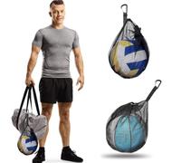 ZKFSIE Ball Bag with Clip, 2 Pack Football Ball Bags for Storage, Oxford Fabric Mesh Drawstring Sport Equipment Net Sling Backpack for Basketball Soccer Volleyball Rugby, Black