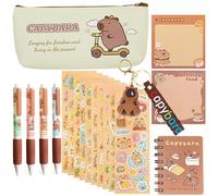 ZKFSIE Capybara Stationery Capybara Pencil Case Include Capybara Keyring, Stickers, Pens and Sticky Notes, Capybara Gifts for Kids Students Stationery Supply, Kids Classroom Reward Gift
