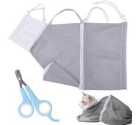 ZKFSIE Cat Bath Bag & Nail Clipper Set - Adjustable, Breathable Mesh Wash Bag for Stress-Free Bathing, Nail Trimming & Grooming | Scratch-Resistant, Secure Fit for Cats & Kittens