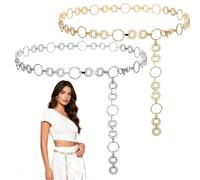 ZKFSIE Chain Belts for Women, Gold Chain Belt with Adjustable Design, Perfect for Parties and Evening Occasions, Set of Two Belts in Gold and White with Six to Seven Peaks