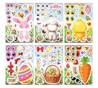 ZKFSIE Easter Stickers for Kids, 24 x Make-a-face Easter Eggs Rabbits Stickers, Easter Bunny Sticker Easter Eggs for Kids Gifts DIY Easter Party Decoration