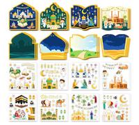 ZKFSIE Eid Decorations Set, 24 Pcs Eid Hanging Decorations and 24 Sheets Eid Mubarak Stickers, Eid Ramadan Arts and Crafts, Umrah Mubarak Decoration, Muslim Ramadan Party Supplies