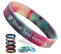 Zkgiftsdz Personalized Silicone Wristbands Bulk, Custom 1/2 "Rubber Bracelet with Text Message, Customized Rubber Band Bracelets for Events, Awareness, Gifts Red Yellow Green