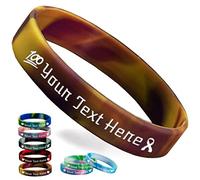 Zkgiftsdz Personalized Silicone Wristbands Bulk, Custom 1/2 "Rubber Bracelet with Text Message, Customized Rubber Band Bracelets for Events, Awareness, Gifts Yellow Purple