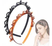 ZKGYUS Pack of 2 Headband with Clips, Hairstyle Aid, Headband with Tooth Headband Braid Tool, Elegant Headband for Women and Girls (Black and Brown)