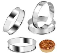 ZKGYUS Set of 4 Dessert Rings and Food Rings, Food Rings, Ring Set Small, Stainless Steel Mousse Rings, 8 cm Round Mousse Ring, Suitable Dessert Ring/Food Ring for Desserts, Cakes, DIY