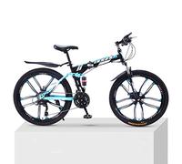 ZKHD 21-Speed 10-Knife-Wheel Mountain Bike Bicycle Adult Folding Double Damping Off-Road Variable Speed Male And Female Bicycles,black blue,26 inch