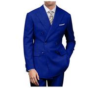 ZKHOECR Mens Double Breasted Suit Slim Fit Solid Suit Jacket and Dress Pants 2 Piece Set Prom Wedding Suits for Men, Royal Blue, 6XL