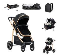 Zkipm Baby Buggy with isofix Base, Multifunctional Stroller with Seat, 3 in 1 Travel System | Foldable Prams with Backpack | Rain Cover | Mosquito Net | Aluminium Frame | 0-4 Years, Up to 22 kg