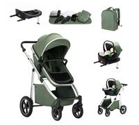 Zkipm Baby Buggy with isofix Base, Multifunctional Stroller with Seat, 3 in 1 Travel System | Foldable Prams with Backpack | Rain Cover | Mosquito Net | Aluminium Frame | 0-4 Years, Up to 22 kg