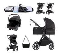 Zkipm Baby Pram 3 in 1 with Seat, Foldable Baby Stroller, Pram Set Travel with Adjustable-Height Push Handle, Present Rain Cover, Mosquito Net, Bag, Cooling Mat, Wristband for Ages 0-3