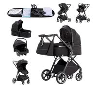Zkipm Baby Pram 3 in 1 with Seat, Foldable Carrycot Baby Stroller, Pram Set Travel with Adjustable-Height Push Handle, Present Rain Cover, Mosquito Net, Bag, Cooling Mat, Wristband for Ages 0-3