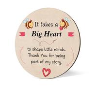 ZKIUOA Wooden Square Coaster For Teacher - 10*10cm Personalized Gift With Engraved Message "It Takes A Big Heart To Shape Little Minds"