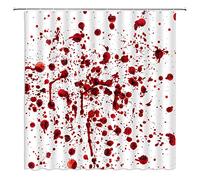 ZKJSMGS Halloween Shower Curtain,Red Bloody Handprint Scary Splatter Splashes Fuzzy Horror Gothic Terror Holiday Bathroom Home Curtain Decor with Hooks,70x70 Inch