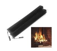 zklaseot Fire Screen, 2 Packs Fireplace Mesh Screen Curtains Hanging Replacement Screens Spark Guard Chain With 2 Pulls, For Home Burning Fireplace (Color : Black, Size : 24x20in)
