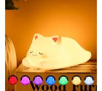 ZKLiLi Night Light for Kids Lamp,16 Colors Cute Cat Lamp, Dimmable Baby Night Lights for Nursery Toddler,Silicone Rechargeable Nightlight for Kids Room, Kawaii Room Decor Cat Decor Gifts for Girls