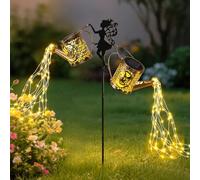 ZKLiLi Solar Watering Can Lights Outdoor, IP65 Waterproof Garden Decor with one Pole Two Light - Hanging Patio Lawn Pathway Decoration Gift for Backyard,Lawn,Patio