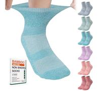 ZKMAGIC Diabetic Socks Women&Men-6 Pairs Bamboo Non Binding Diabetic Ankle Socks,Extra Wide Loose Top Socks with Seamless Toe…