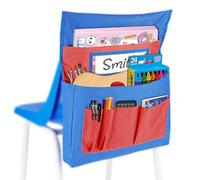ZKOO Chairback Buddy Organizer Pockets with Name Tag Slot for Kids in 6 Pockets Keeps Student Organized Seat Sack for Classroom Home School Daycare (Blue & red)