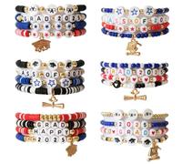 ZKRYHB 24PCS Class of 2025 Graduation Bracelets Handmade Adjustable Grad Party Jewelry Accessories Bulk