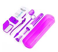 ZKSMNB Orthodontic Care Kit, Braces Kit, Portable Orthodontic Cleaning Kit, V-Brush Oral Mirror Interdental Brush Dental Floss Dental Wax Oral Care Travel 8-Piece Set (Purple)