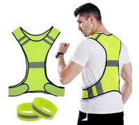 ZKSXOA 1 Piece of Reflective Vest, High-Visibility Safety Reflective Vest, Adjustable Waist Circumference,Suitable for Running, Cycling, Early Morning or Night Activities, With 2 Reflective Wristbands