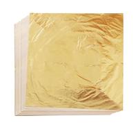 ZKSXOA 100 Imitation Gold Leaf Sheets 14 x 14 cm Gold Leaf for Art, Gilding, Crafting, Paintings, Home Furniture Decoration, Nail & DIY Arts Projects