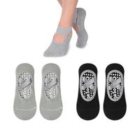 ZKSXOA 2 Pairs Non-Slip Yoga Socks, Pilates Socks with Straps, Dance Socks for Women, Gym Socks, Fall Prevention Grip Socks, for Pilates, Fitness, Ballet, Home Workout