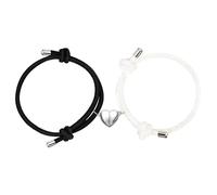 ZKSXOA 2 PCS Couple Magnetic Bracelets, Relationship Bracelet Couple Gifts for Boyfriend Girlfriend Men Women and Your Lover,Mutual Matching Couple Bracelets with Love Heart Pendant