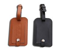 ZKSXOA 2 Pcs Luggage Tags, Leather Baggage Labels, Suitcase Name ID Card Tag Set, Leather Tags Travel Handbag Accessories for Preventing Loss of Bags(Black/Light Gray/Brown)