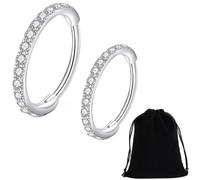 ZKSXOA 2pcs Nose Ring Hoops Hinged Seamless Segment Helix Piercings Stainless Steel Daith Tragus Cartilage Earring Jeweller,Silver,8mm,10mm