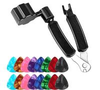 ZKSXOA 3 in 1 Guitar String Winder Tool, Guitar String Winder Cutter and Bridge Pin Puller,Guitar Repair and Adjustment Tool,Guitar String Puller Accessories Kit with 16 Pieces Guitar Picks