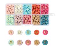ZKSXOA 300PCS Polymer Clay Beads, Alphabet Beads Kit A-Z 7mm Round, for Jewelry Necklace Earring Making, DIY Bracelet Making Kit Accessories for Women Girls