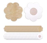 ZKSXOA 40pcs Self-Adhesive Pasties, Nipple Covers, Breast Petals Nipple Stickers,Disposable Nipple Pasties Flower Shape Soft Nipple Petals for Women Girls Ladies Patry Dress (Skin)