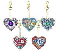 ZKSXOA 5 Pcs DIY Diamond Painting Keychain, DIY Art Craft Animal and Love Heart Diamond Painting Kits for Women Girls Purse/Key Pendant/Bag Decor, Love style