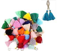 ZKSXOA 50 Pcs Mini Fringe Tassels, Tassel Pendants, Mini Tassels, Colourful Tassel, 2 cm, Tassel Pendant, Mini Decorative Tassels, Handmade Tassels, for Earrings, DIY Crafts, Keychains, Jewelry Making