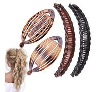 ZKSXOA Banana Hair Clip 4-Piece Set - Double Comb Long Hair Clips & Ponytail Comb for Thick & Fine Hair