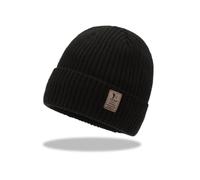 ZKSXOA Beanie for Men, Unisex Classic Knit Beanie Winter Hat Stretchy Soft Cuffed Wooly Beanie with Thermal Thick Fleece Lining, Gifts for Men/Women/Her/Him/Dad Black
