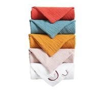 ZKSXOA Muslin Cloths for Baby, 5pk 25x25CM Burp Cloths for Boys& Girls,100% Cotton Extra Soft&Absorbent&Breathable 6 Layers Baby Muslins Pack, Baby Essentials for Newborn