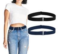 ZKSXOA Women Invisible Belts, Women Stretch Belt Adjustable Elastic Belt with Flat Buckle No Show Waist Belts for Jeans Pants Dresses